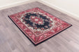 Rug Style traditional poly lancashire navy Multicoloured, Red, Navy Living Room Moroccan Rug.