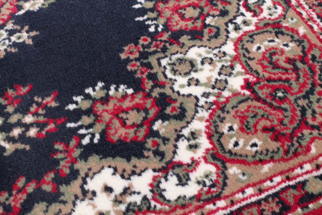 Rug Style traditional poly lancashire navy Multicoloured, Red, Navy Living Room Moroccan Rug.