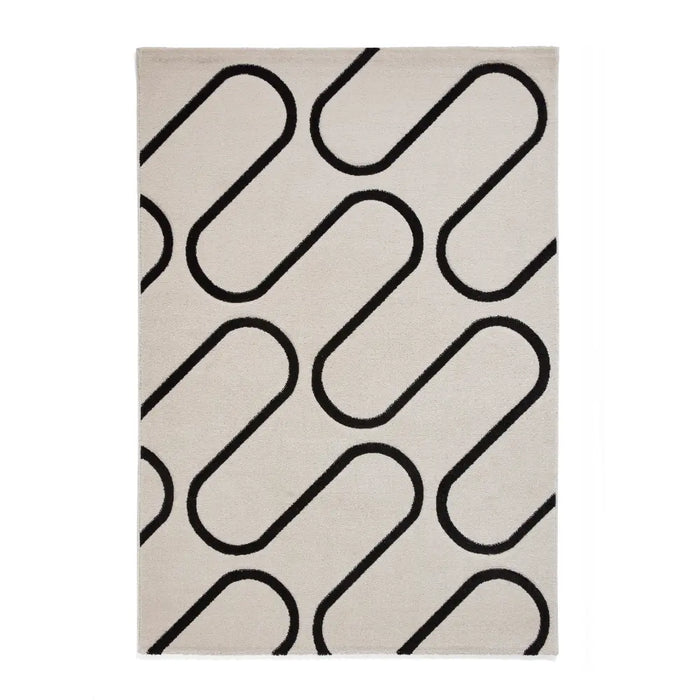 Catherine Lansfield Linear Curve Modern Geometric White Rug