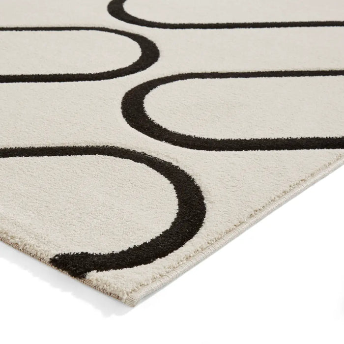 Catherine Lansfield Linear Curve Modern Geometric White Rug