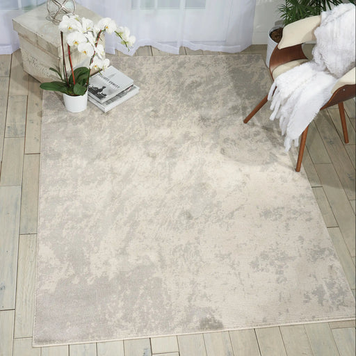 Nourison maxell mae12 ivory grey Grey, Ivory Living Room Floral Rug.