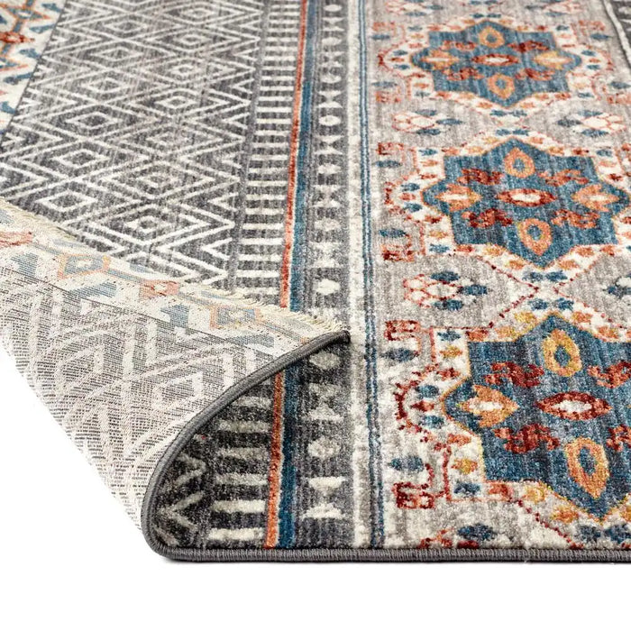 Origins mandala stripe grey Grey, Multicoloured Living Room Geometric Rug.
