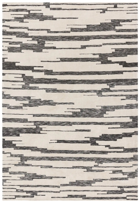 Asiatic mason ikat Grey, Black, Cream Living Room Geometric Rug.