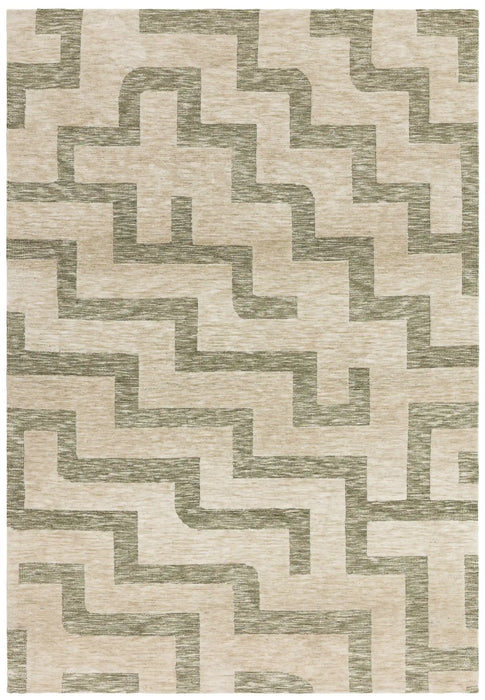 Asiatic mason maze Green, Cream Living Room Geometric Rug.