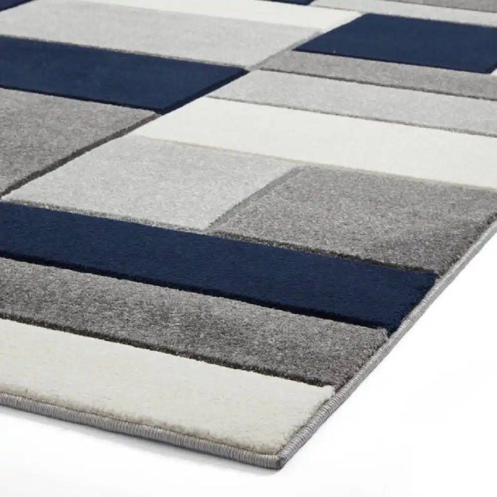 Think Rugs matrix think mt61 grey navy Blue, Grey, Navy Living Room  Rug.