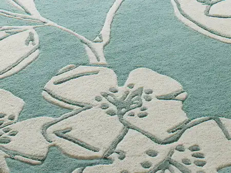 Asiatic devore matrix max12 blue Blue, Ivory  Wool Rug.