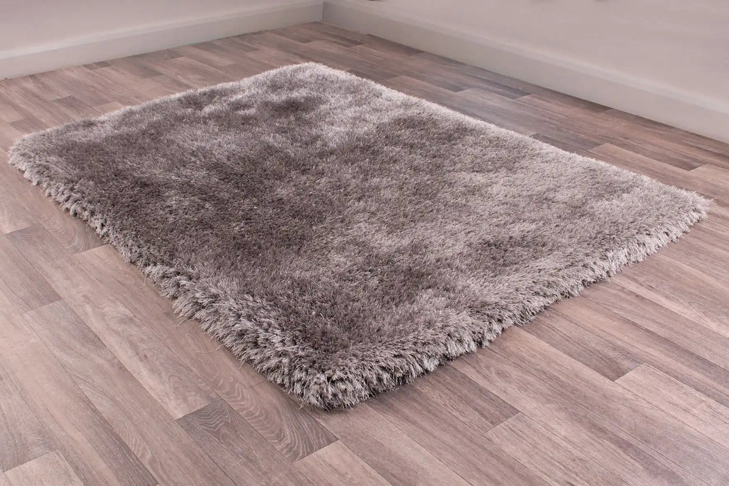HMC mayfair hmc silver Grey Living Room Shaggy Rug.