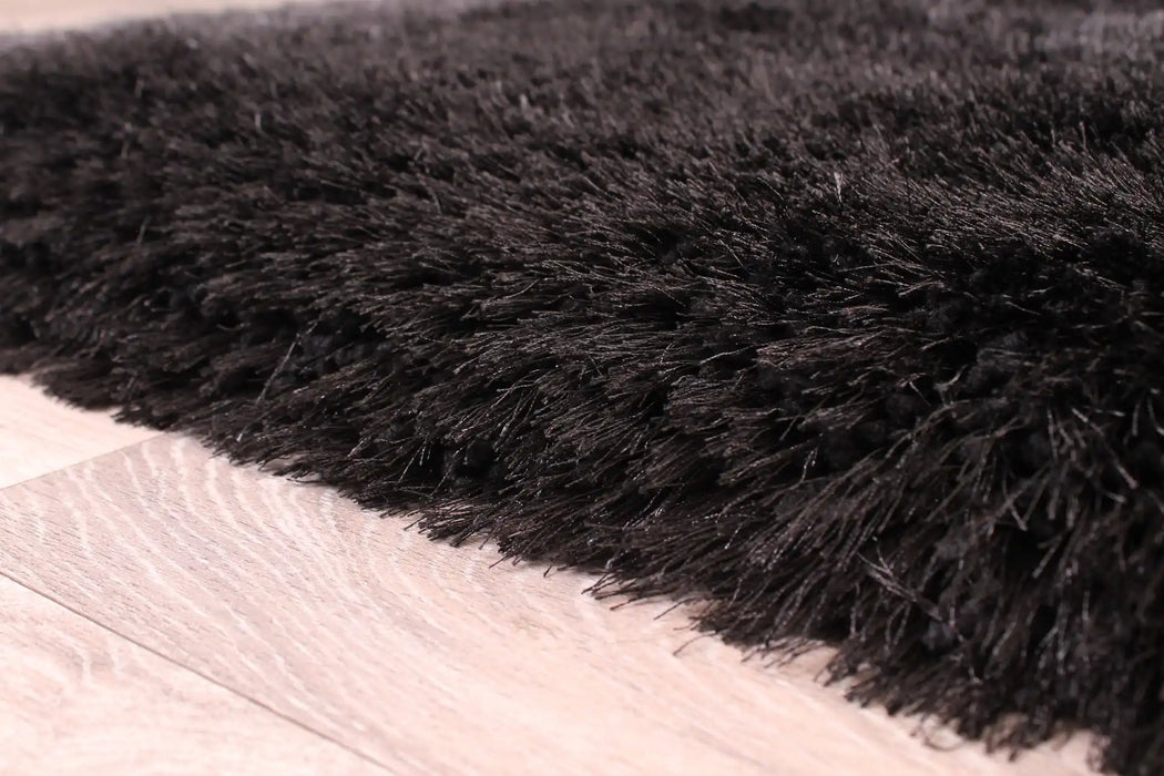 HMC mayfair hmc black Black Living Room Shaggy Rug.