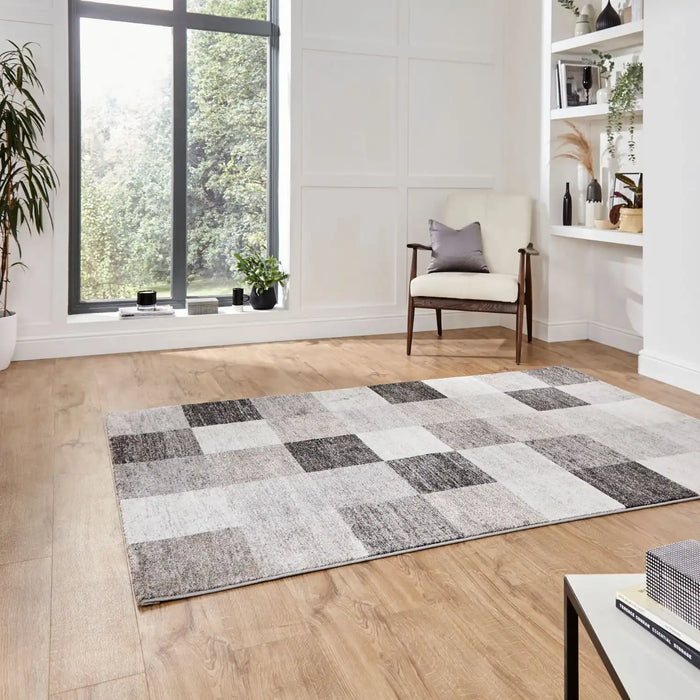 Think Rugs milano think 20623 beige Grey, Beige Living Room Geometric Rug.