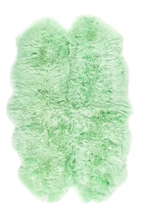 Origins sheepskins hug mint Green Living Room Wool Rug.