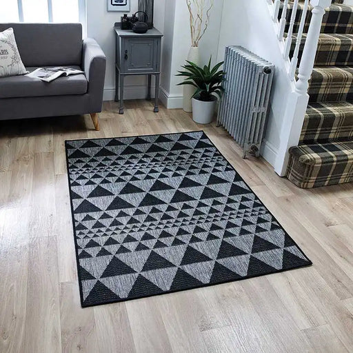 Oriental Weavers moda flatweave prism black Black Kitchen  Geometric Rug.