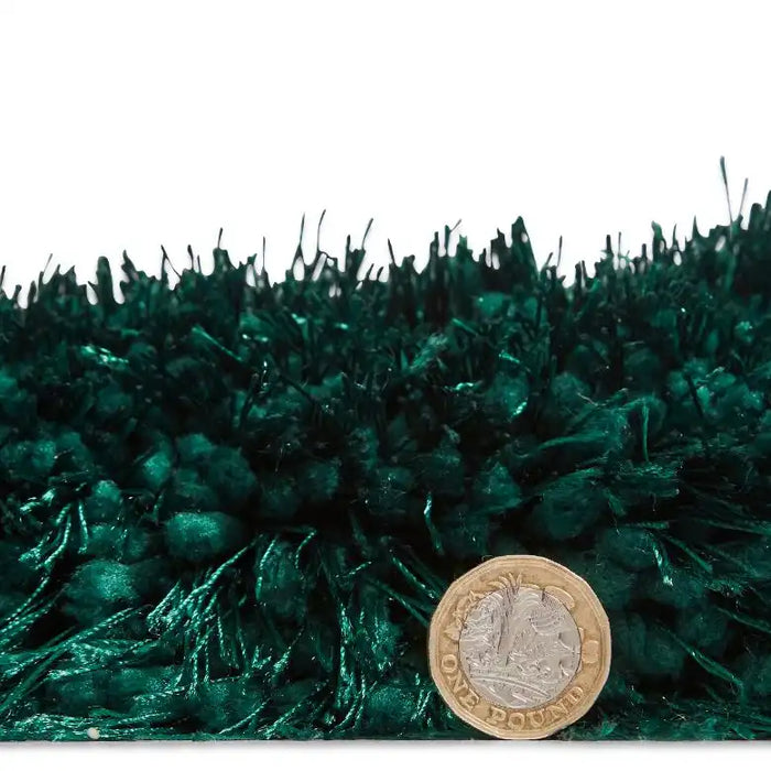 Think Rugs montana jewel green Green Living Room Shaggy Rug.