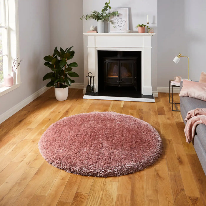 Think Rugs montana rose Pink Living Room Shaggy Rug.