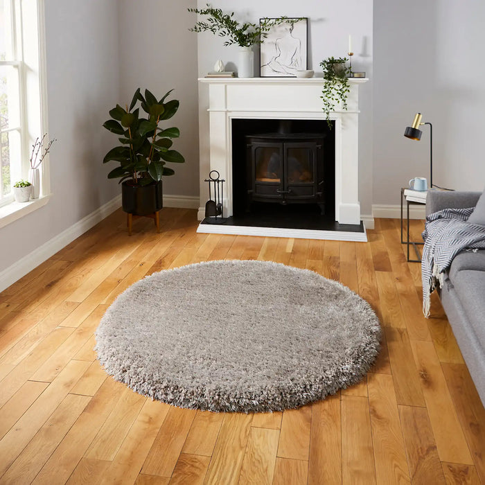 Think Rugs montana silver Grey Living Room Shaggy Rug.