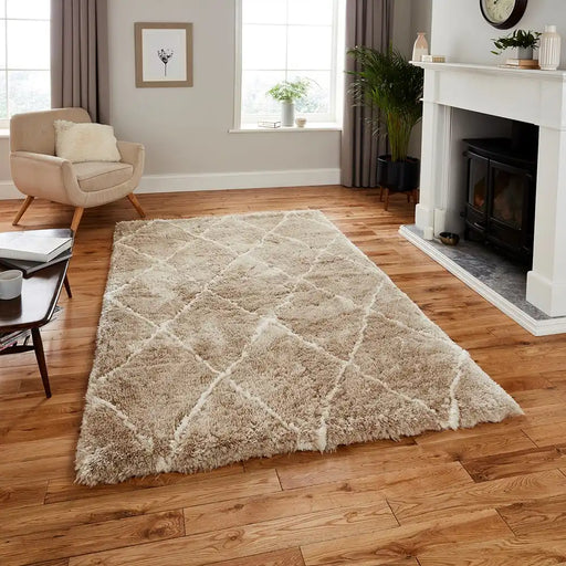 Think Rugs morocco think 2491 beige cream Beige, Ivory Living Room Geometric Rug.