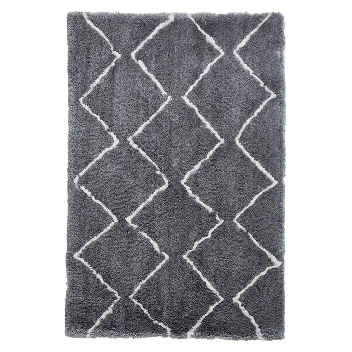 Think Rugs morocco think 3742 grey cream Grey Living Room Geometric Rug.