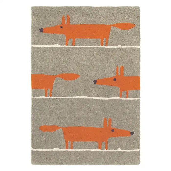 Scion scion hand tufted mr fox cinnamon orange 25303 Brown, Multicoloured, Orange Living Room Wool Rug.