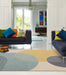 Asiatic muse mu15 blue retro Blue, Grey, Yellow, Multicoloured Living Room Geometric Rug.