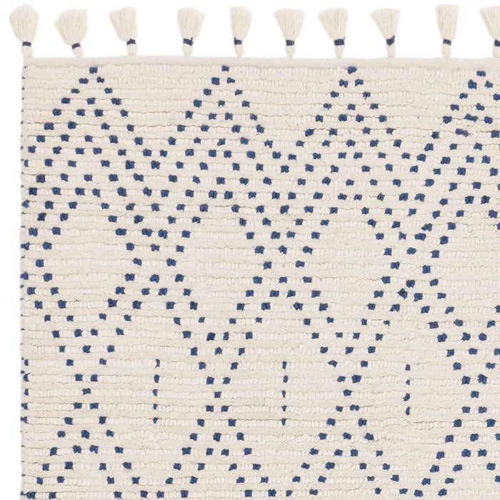 Asiatic nepal nepal cream blue diamond Blue, Cream Living Room Moroccan Rug.
