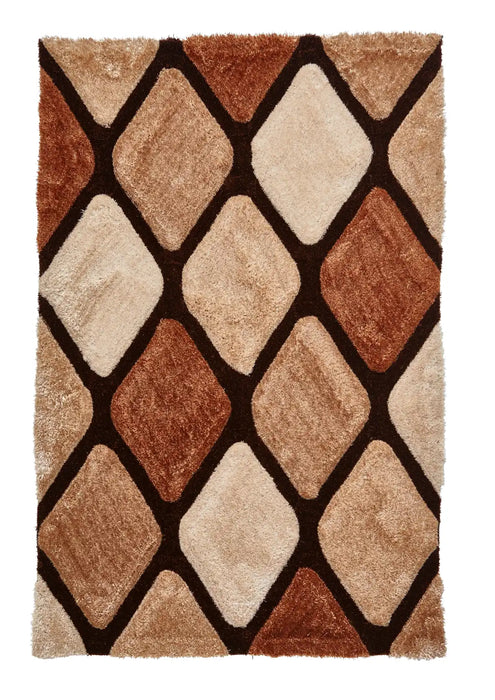 Think Rugs noble house 9247 beige brown Brown, Beige Living Room Geometric Rug.