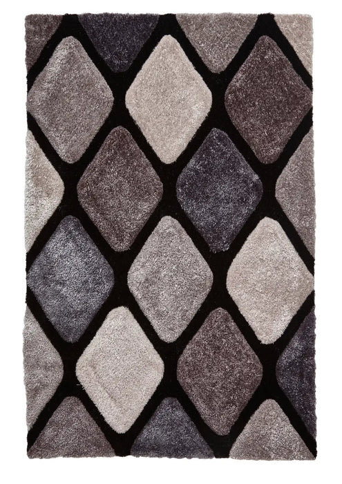 Think Rugs noble house 9247 black grey Grey, Black Living Room Geometric Rug.