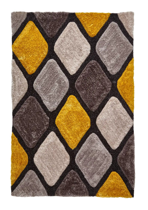Think Rugs noble house 9247 grey yellow Grey, Yellow Living Room Geometric Rug.