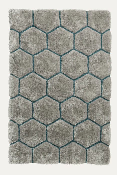 Think Rugs noble house 30782 grey blue Grey Living Room Shaggy Rug.