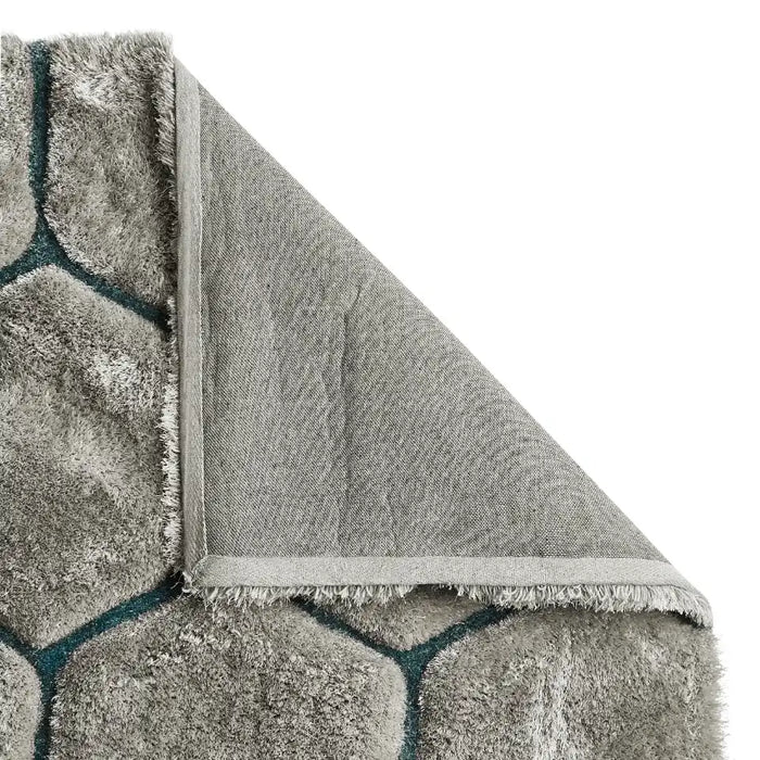 Think Rugs noble house 30782 grey blue Grey Living Room Shaggy Rug.