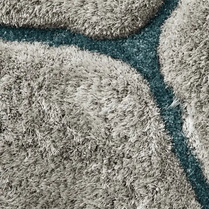 Think Rugs noble house 30782 grey blue Grey Living Room Shaggy Rug.