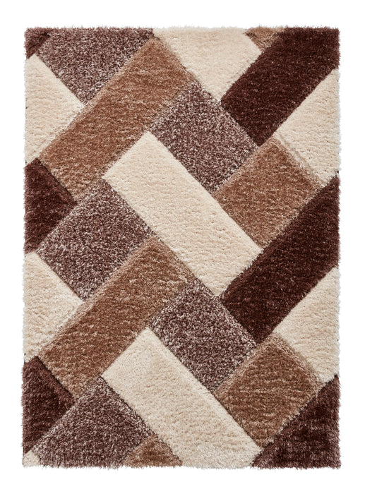 Think Rugs olympia 2239 beige brown Brown, Beige Living Room Shaggy Rug.