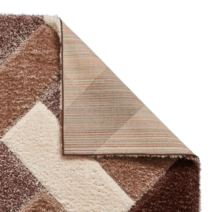 Think Rugs olympia 2239 beige brown Brown, Beige Living Room Shaggy Rug.