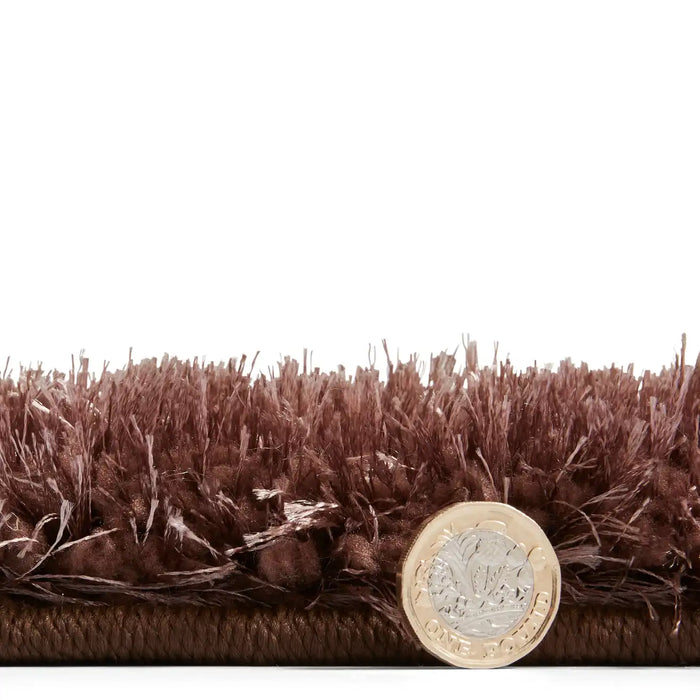 Think Rugs olympia 2239 beige brown Brown, Beige Living Room Shaggy Rug.