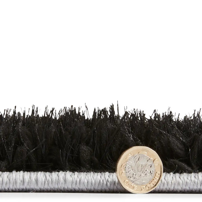 Think Rugs olympia 2239 black white Black, Ivory Living Room Shaggy Rug.
