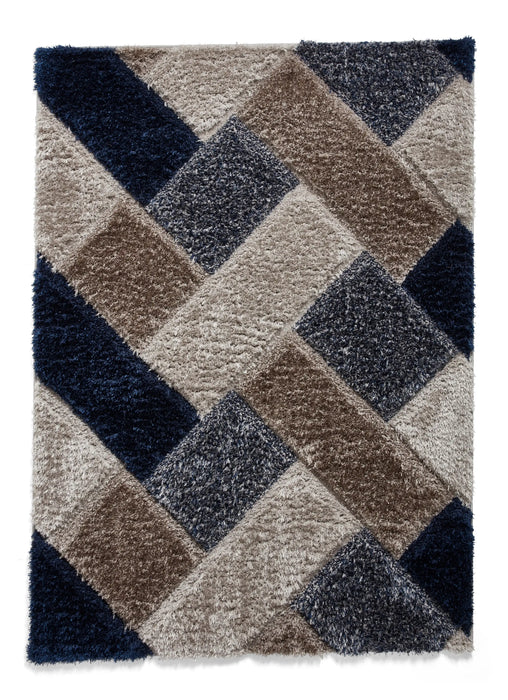 Think Rugs olympia 2239 grey navy Grey, Navy Living Room Shaggy Rug.