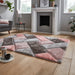 Think Rugs olympia 2239 grey pink Grey, Pink Living Room Shaggy Rug.