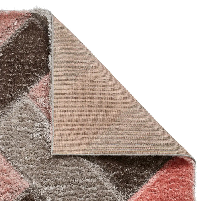 Think Rugs olympia 2239 grey pink Grey, Pink Living Room Shaggy Rug.