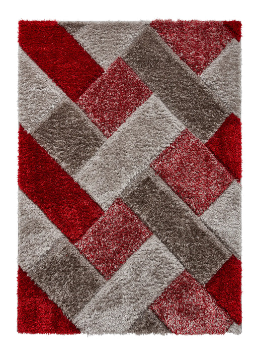 Think Rugs olympia 2239 grey red Grey, Red Living Room Shaggy Rug.