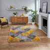 Think Rugs olympia 2239 grey yellow Grey, Yellow Living Room Shaggy Rug.