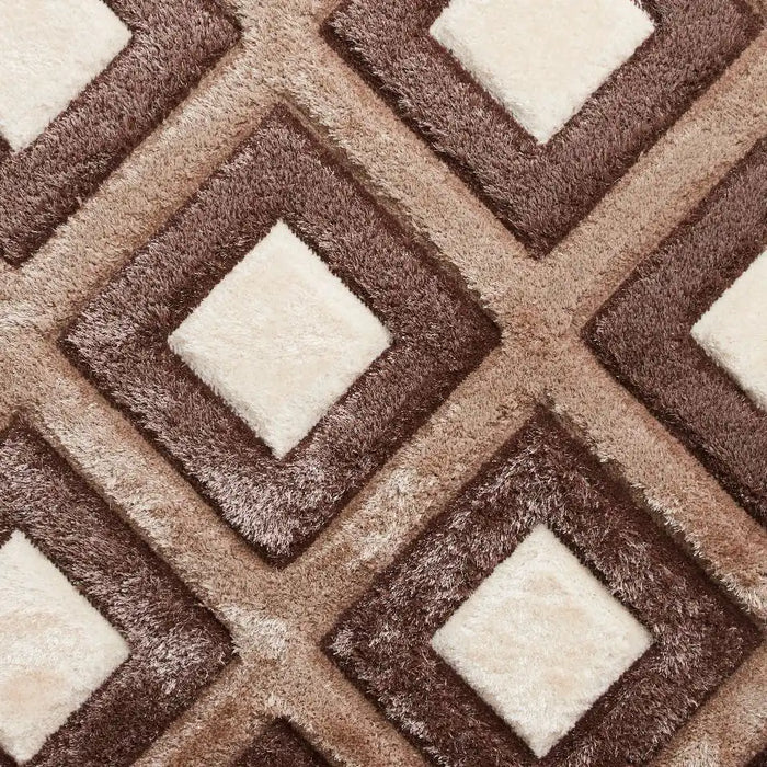 Think Rugs olympia gr224 beige brown Brown, Beige Living Room Shaggy Rug.