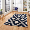 Think Rugs olympia gr224 grey navy Blue, Grey, Navy Living Room Shaggy Rug.