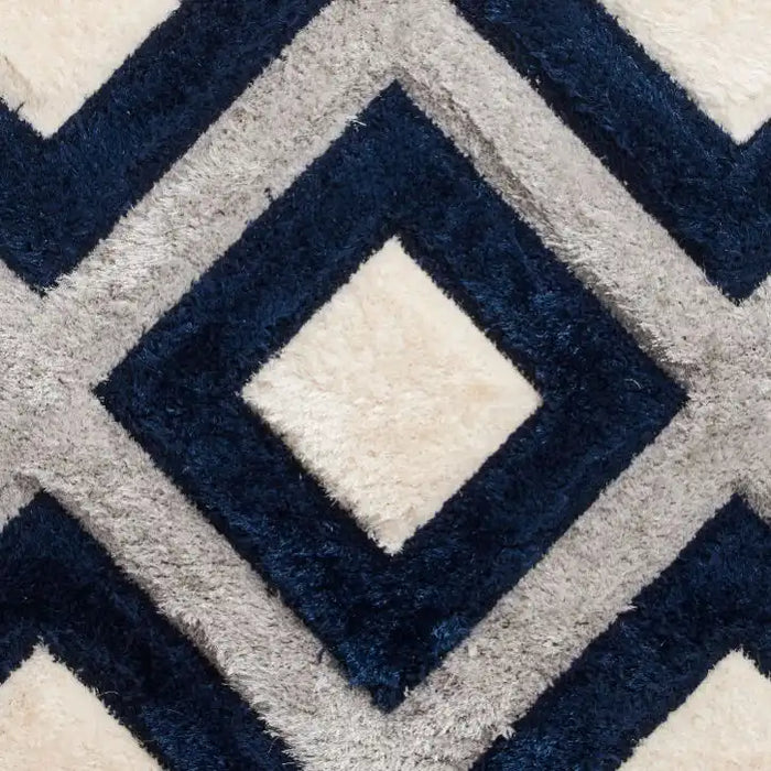 Think Rugs olympia gr224 grey navy Blue, Grey, Navy Living Room Shaggy Rug.