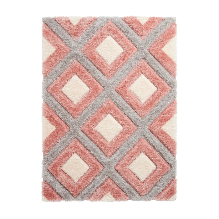 Think Rugs olympia gr224 grey pink Grey, Pink Living Room Shaggy Rug.