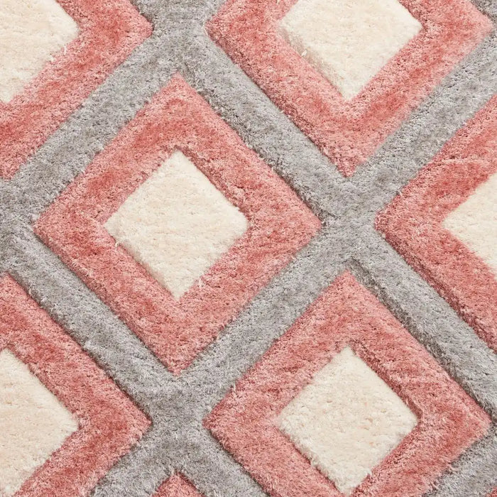Think Rugs olympia gr224 grey pink Grey, Pink Living Room Shaggy Rug.