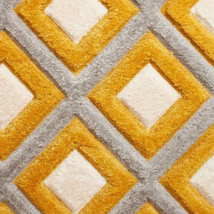Think Rugs olympia gr224 grey yellow Grey, Yellow Living Room Shaggy Rug.