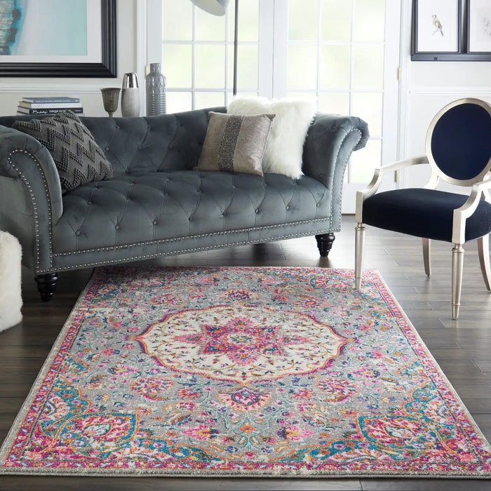 Nourison passion nourison psn22 grey multi Grey, Multicoloured, Pink Living Room  Rug.