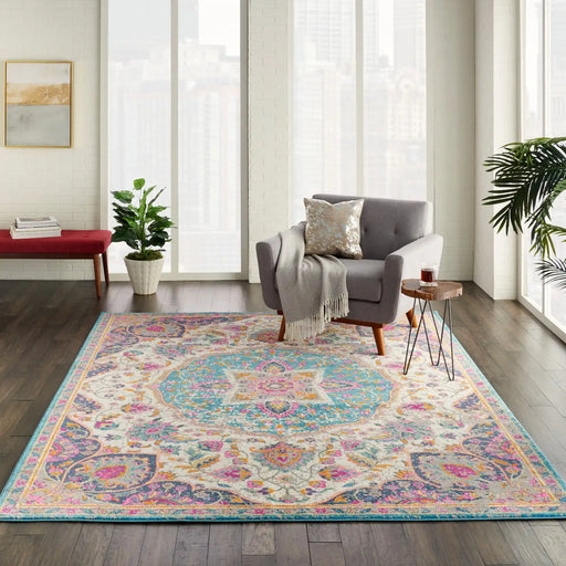 Nourison passion nourison psn22 ivory multi Blue, Ivory, Multicoloured, Pink Living Room  Rug.