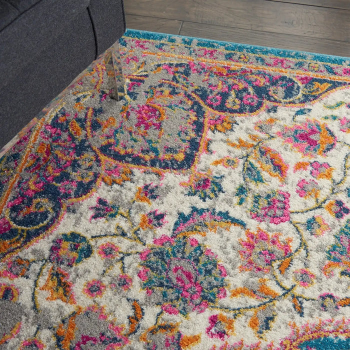 Nourison passion nourison psn22 ivory multi Blue, Ivory, Multicoloured, Pink Living Room  Rug.