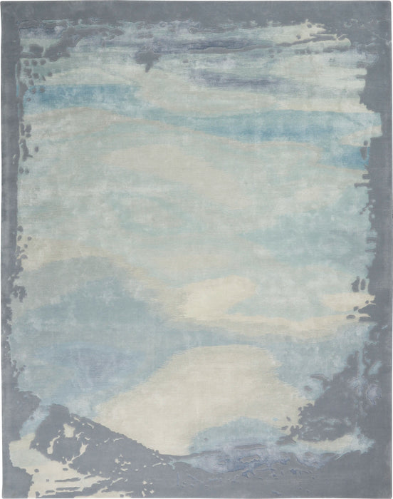 Nourison prismatic prs19 seafoam silver Grey, Multicoloured Living Room Wool Rug.