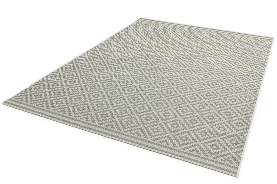 Asiatic patio 11 diamond grey Grey, Ivory Outdoor  Striped Rug.