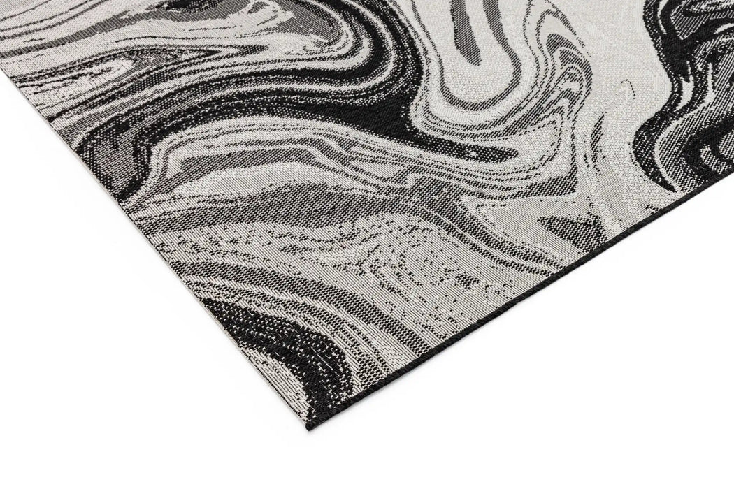 Asiatic patio pat19 black marble Black Outdoor  Striped Rug.